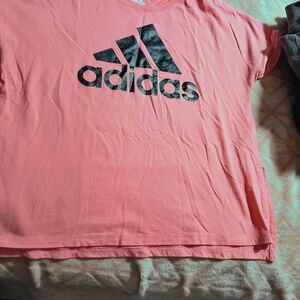 Adidas Pink and Black Short Sleeve Tee